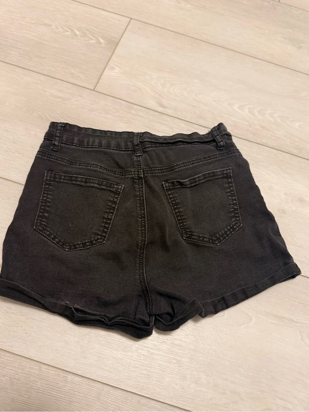 Black High-Rise Denim Shorts